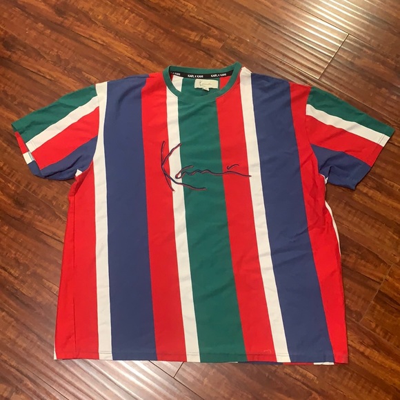 KARL KANI ORIGINAL STRIPES TEE – Maglietta Oversize A Righe, Girocollo, 100% Cotone, Rossa